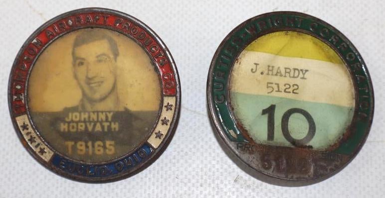 Group of 2 Curtiss- Wright Corporation And Thompson Aircraft Products  Corporation Employee Pin Back (1 of 2)