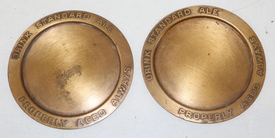 Group of 2 Drink Standard Ale Bronze Advertising Coasters (1 of 2)