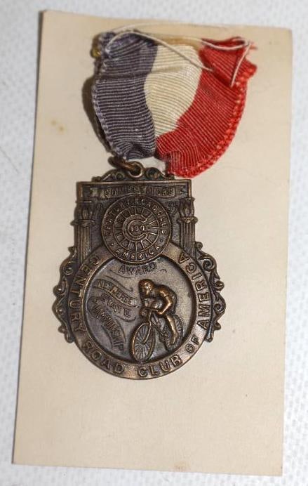 1935 Century Road Club of America Bronze Competer Pin Back Badge: 2.75" x 1.25"