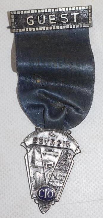 1911 Cloisonne  4th Constitutional Convention Congress Of Industrial Organizations Guest Pin Back (1 of 2)