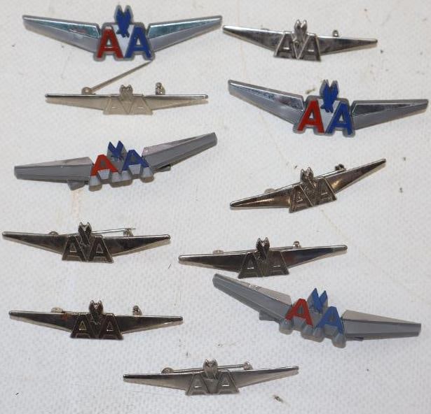 Group of 11 American Airlines Junior Pilot  And Stewardess Pin Back Badges (1 of 4)