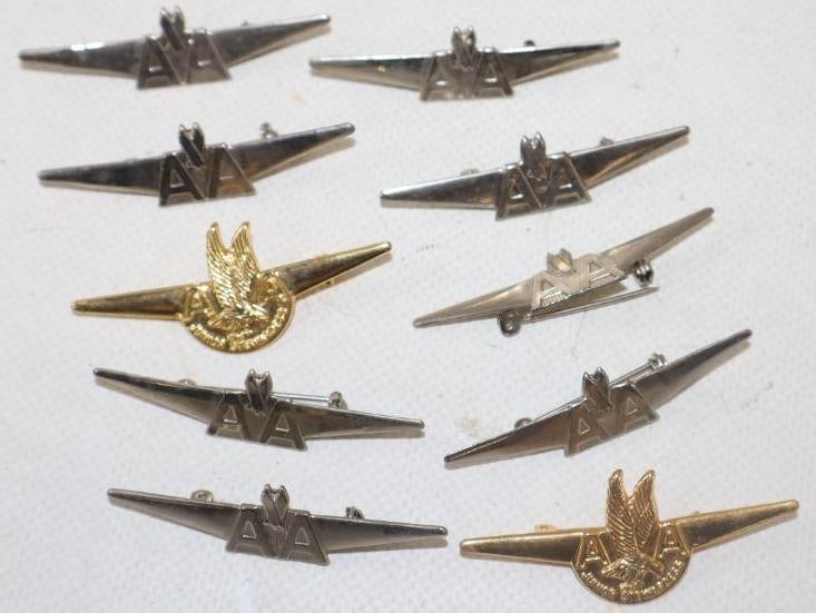 Group of 10 American Airline Junior Stewardess And Pilot Pin Metal Back Badges (1 of 3)