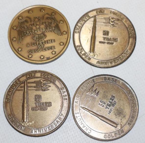 Group of 4 50th Anniversary Chaute Air Force Base Commemorative Tokens (1 of 2)