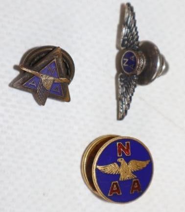 Group of 3 National Aeronautic Hat Badges: .75" diameter largest