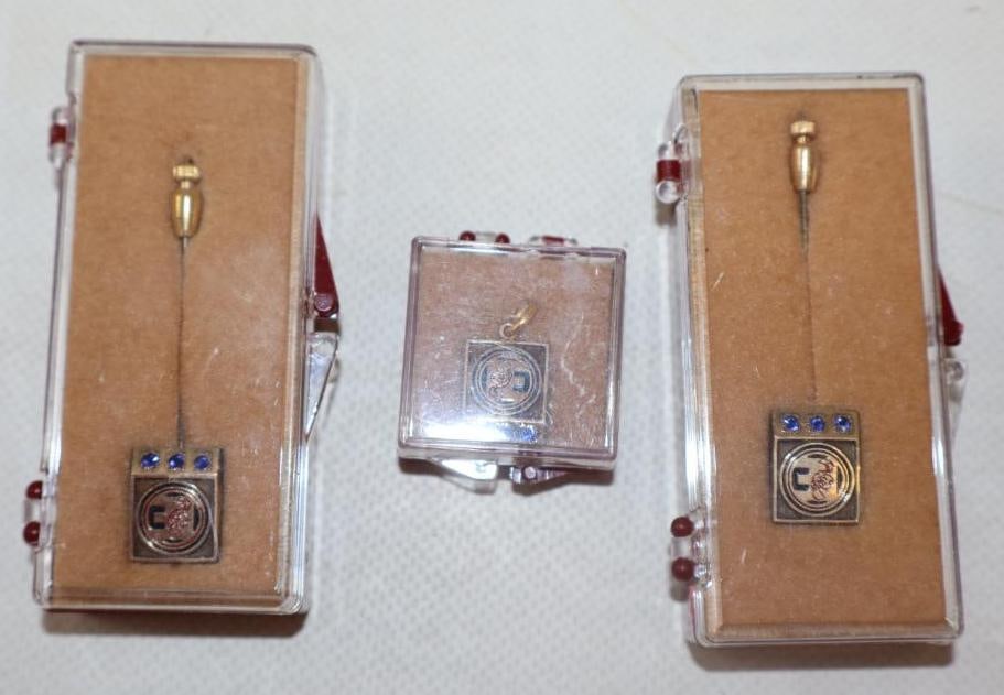 Group of 3 Ready Kilowatt Stick Pins And Charm: 2.75" x .50" largest