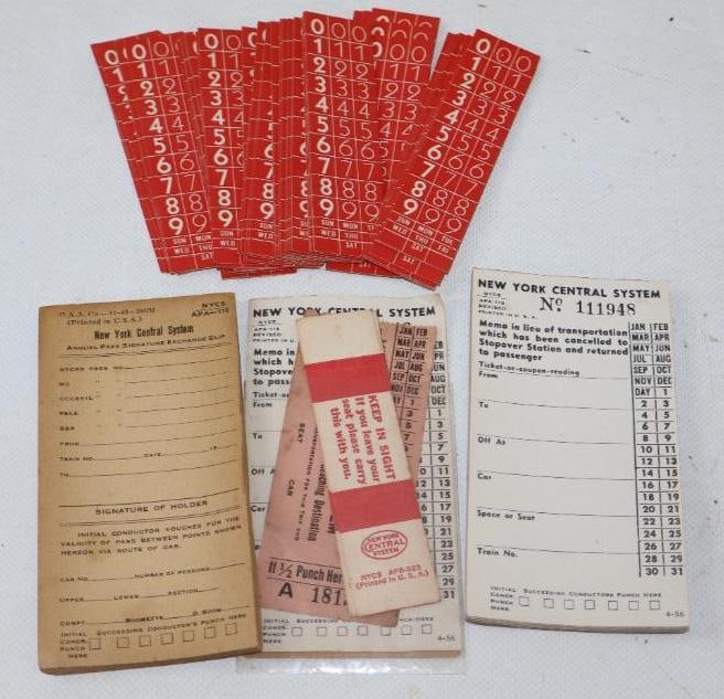Group of over 100 1940's-50's New York Central System Unused Boarding Passes (1 of 2)