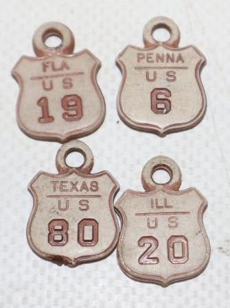 Group of 4 US Route 6, 80,20 And 19 Key Chain Charm Tag (1 of 2)