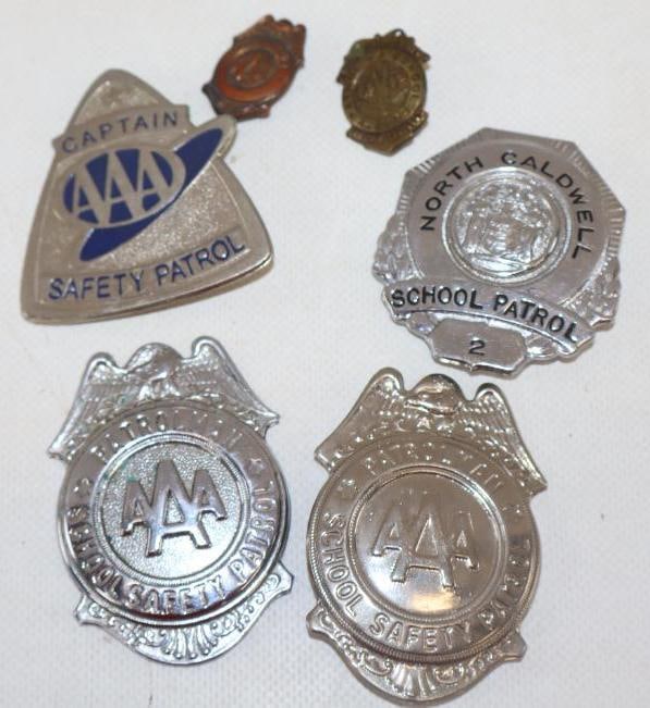 Group of 6 AAA School Safety Patrol Pin Back Badges (1 of 4)