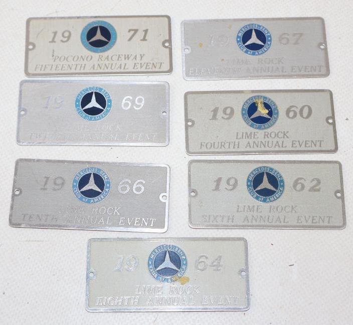 Group of 7 Mercedes Benz Club of America Pocono Raceway And Limerock Commemorative Badges (1 of 2)