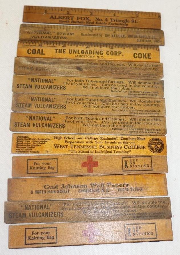 Group of 12 Six Inch Advertising Wooden Rulers (1 of 2)