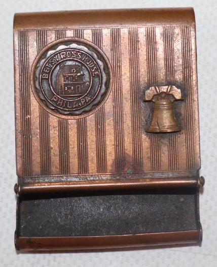 Brass Betsy Ross/Liberty Bell Match Book Holder (1 of 2)