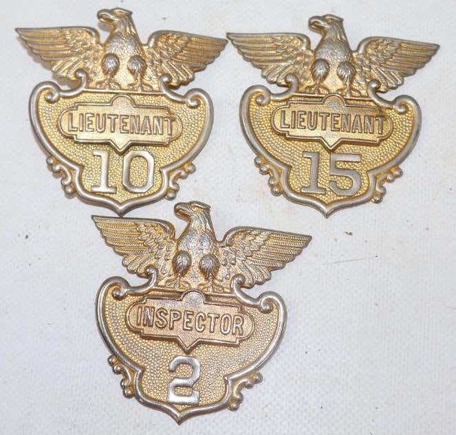 Group of 3 Cleveland Police Lieutenant Officer Hat Badges: 3" x 2.50" each