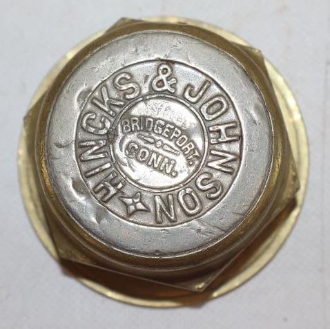 Hincks & Johnson Bridgeport Conn. Brass Threaded Carriage Hubcap (1 of 2)