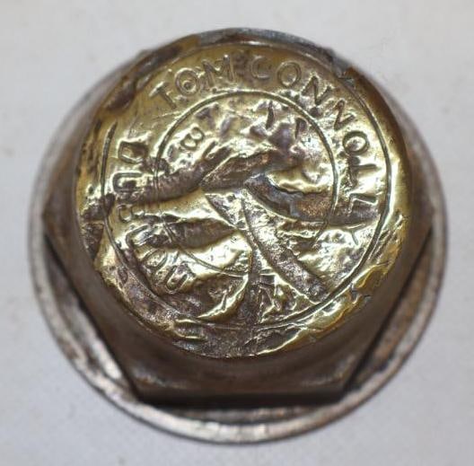 Tom Connolly Brass Threaded Carriage Hubcap: 3" diameter