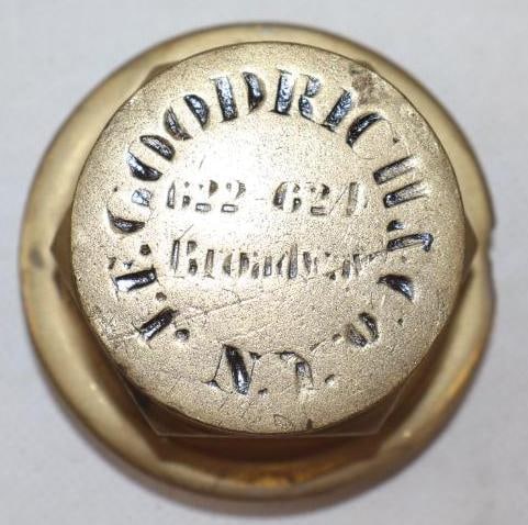 I. F. Goodrich & Co. NY Brass Threaded Carriage Hubcap (1 of 2)