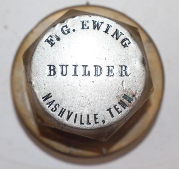 F.G. Ewing Builder Nashville Tenn Brass Threaded Carriage Hubcap (1 of 2)