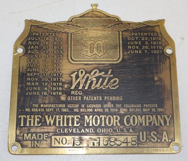 White Motor Company Brass Serial Data Body Tag (1 of 2)