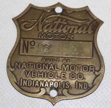 Brass National Motor Vehicle Co. Serial Data Body Tag (1 of 2)
