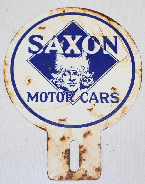 Saxon Motor Cars Advertising Reproduction License Plate Topper: 5.25" x 6.75"