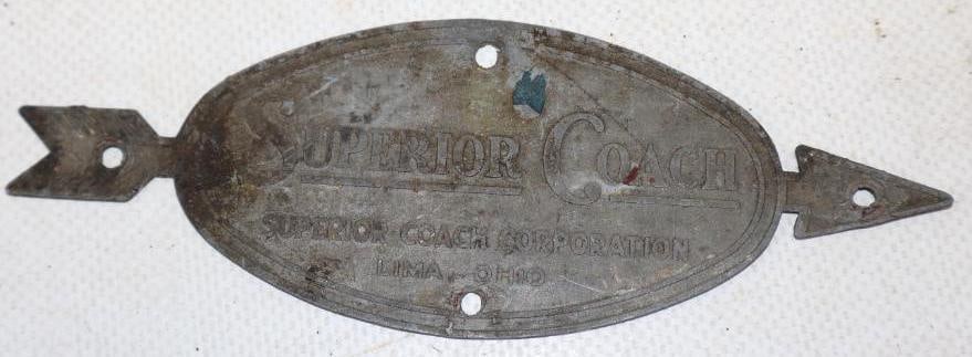 Superior Coach Automobile Builders Name Plate: 5" x 1.75"