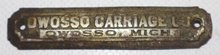 Owosso Carriage Company Brass Identification Tag (1 of 2)