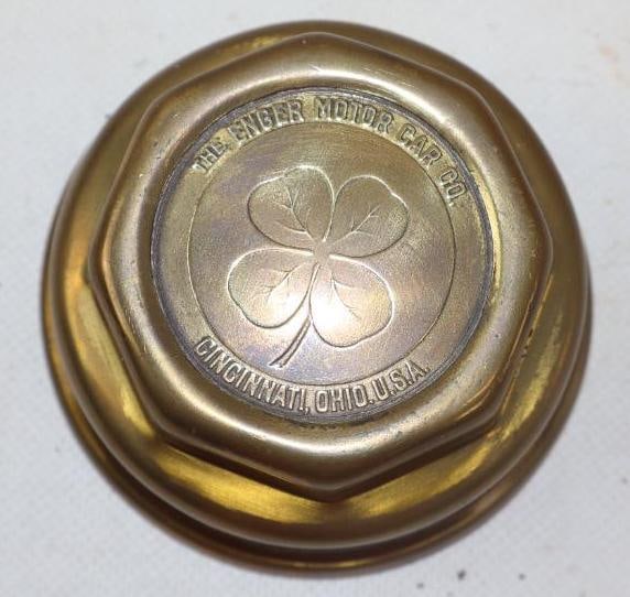 The Enger Motor Car Co. Cincinnati USA Brass Threaded Automobile Hubcap (1 of 2)