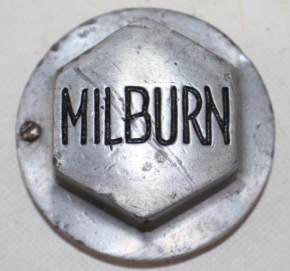 Milburn Electric Threaded Automobile Hubcap: 3" diameter