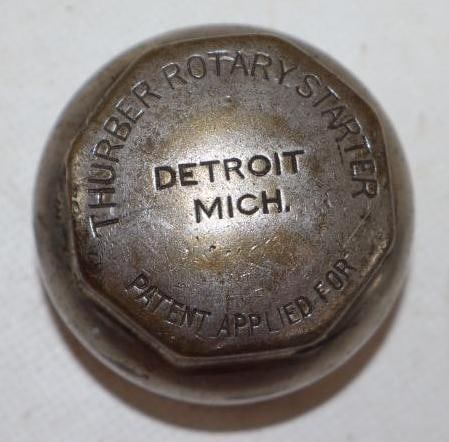 Thurber Rotary Starter Detroit Michigan Threaded Automobile Hubcap (1 of 2)