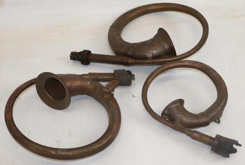 Group of 3 Brass Ball Horns (1 of 2)