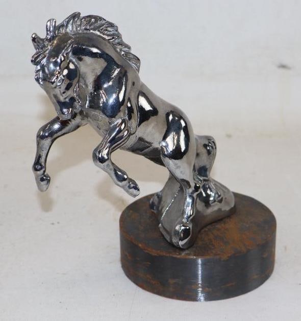 Rearing Horse Radiator Mascot Hood Ornament: 4.50" x 6" x 8.50" mounted to lead base