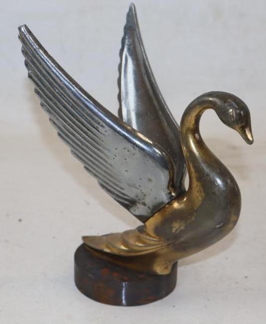 Aftermarket Packard Coromorant Radiator Mascot Hood Ornament: 5" x 5" x 8" mounted to lead base
