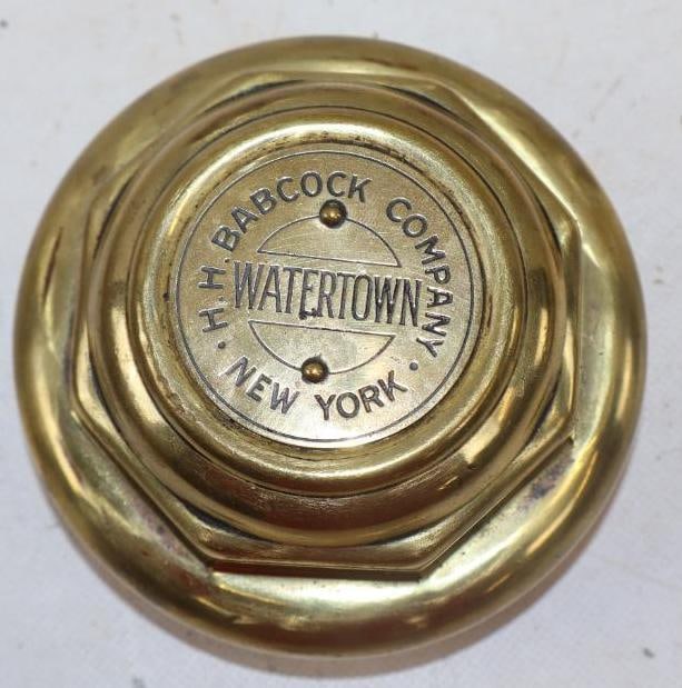 H.H. Babcock Company Watertown New York Brass Threaded Automobile Hubcap: 4.50" diameter