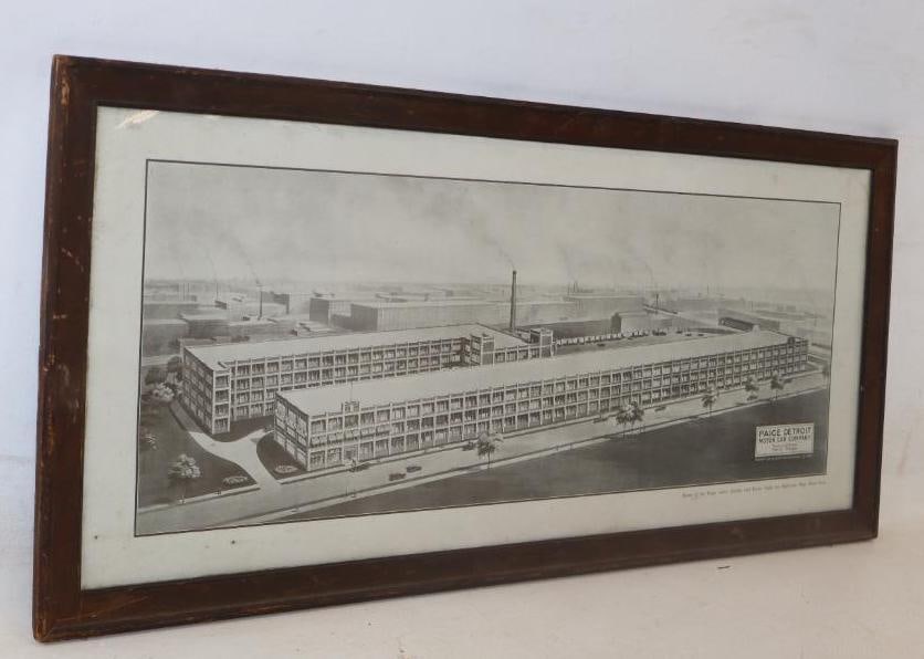 1920's Paige Detroit Motor Car Company Factory Framed Picture: 40.50" x 18.50" x 1"