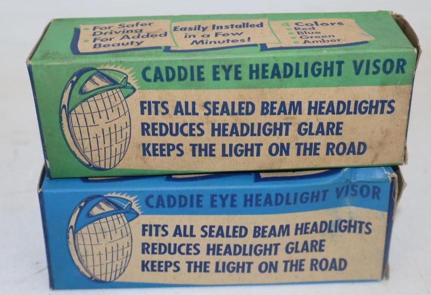 Group of 2 Caddie Eye Headlight Visors In Original Boxes: 5.75" x 1.75" x 2" each