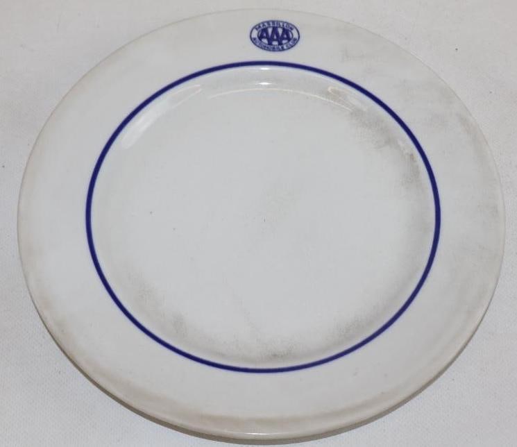 AAA Massillon Automobile Club Dinner Plate: 9" diameter is marked Walker China
