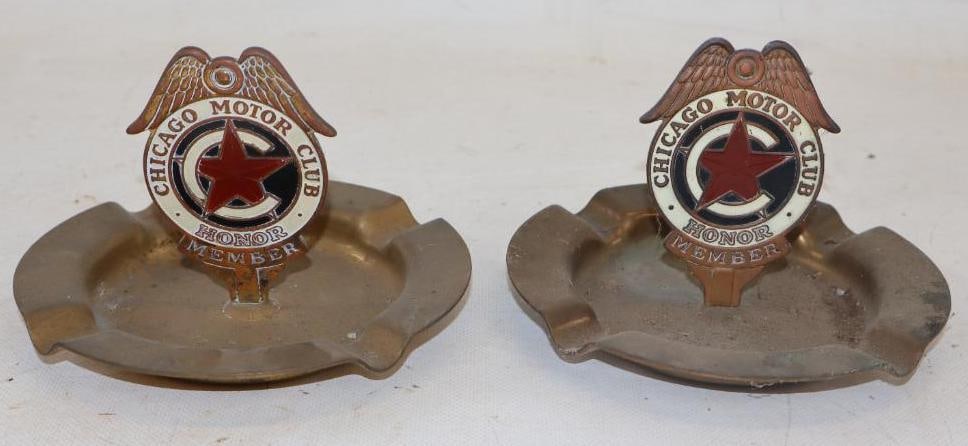 Group of 2 Chicago Motor Club Honor Member Brass Ash Trays (1 of 3)