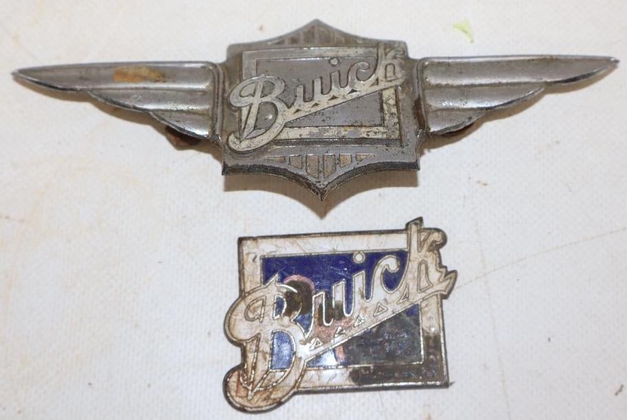 Group of 2 1923-25 Buick Cloisonne Radiator Emblem Badge 1934-35 Spare Wheel Cover Emblem (1 of 2)