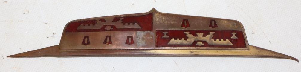 1940's DeSoto Cloisonne Trunk Emblem Badge: 9" x 1.50"