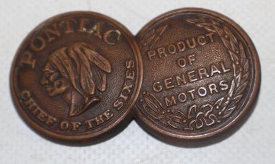 1928-29 Pontiac Radiator Hood Ornament Badge: 2.25" x 1.25"