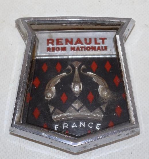 1960 Renault France Radiator Emblem Badge: 2.75" x 2.75"