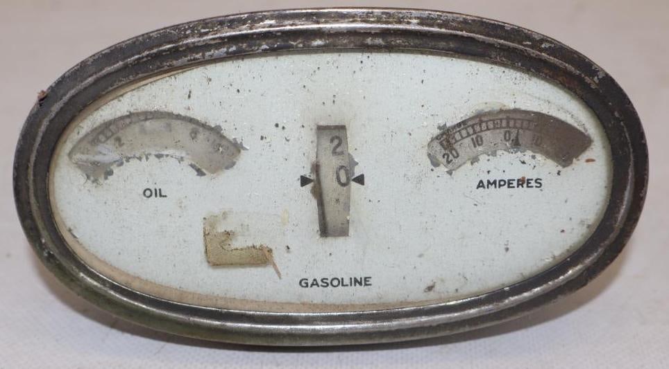 Early Automobile Oil, Gas And Amperes Dash Gauge (1 of 2)
