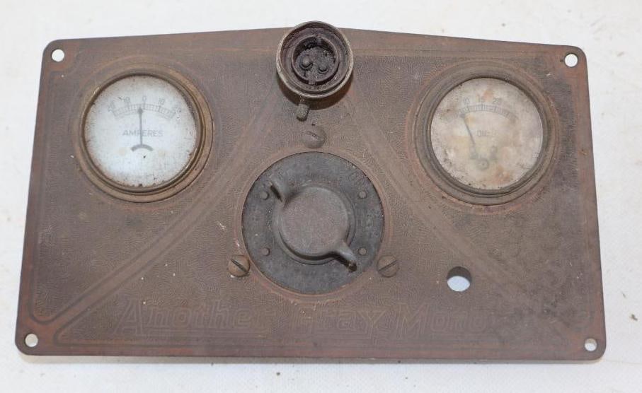 "Another Gray Motor" Automobile Amperes, Oil and Ignition Dash Gauges: 9" x 4.75' x 3'