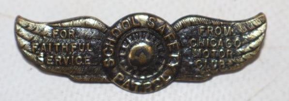Chicago Motor Club School Safety Patrol Winged Tire Pin Back Badge (1 of 2)