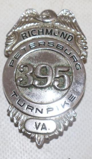 Petersburg Richmond Virginia Turnpike Pin Back Badge: 1.50" x 2.50"
