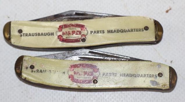 Group of 2 Mopar Strausbaugh Parts Headquarters Advertising Pocket Knives (1 of 2)