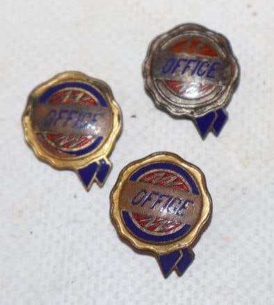 Group of 3 Cloisonne Chrysler Office Pin Back Badges: .75" x .50" each