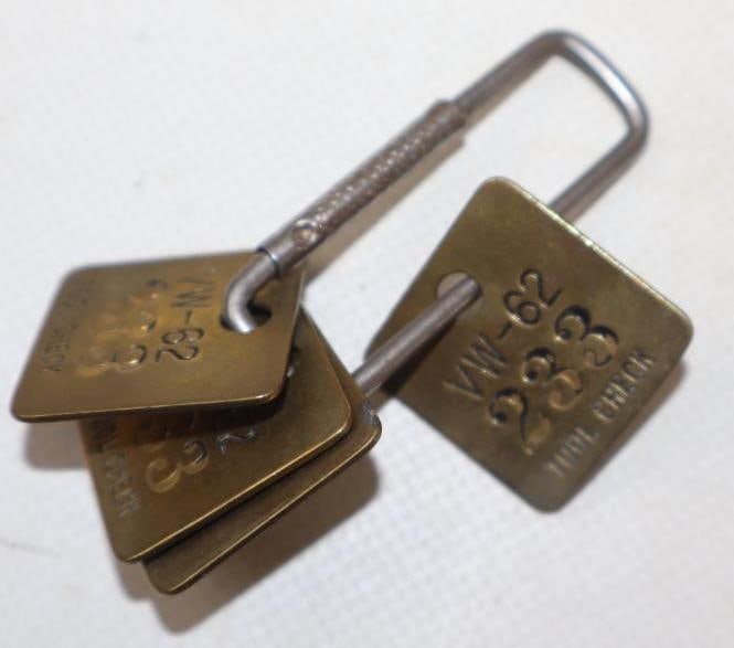 Group of 4 VW Tool Check Brass Tages (1 of 2)