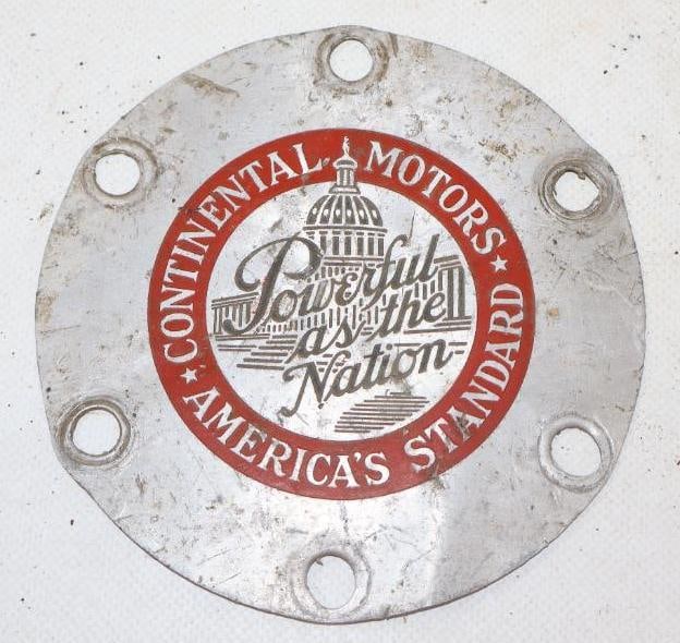 Continental Motors Hubcap Emblem Badge: 5" diameter