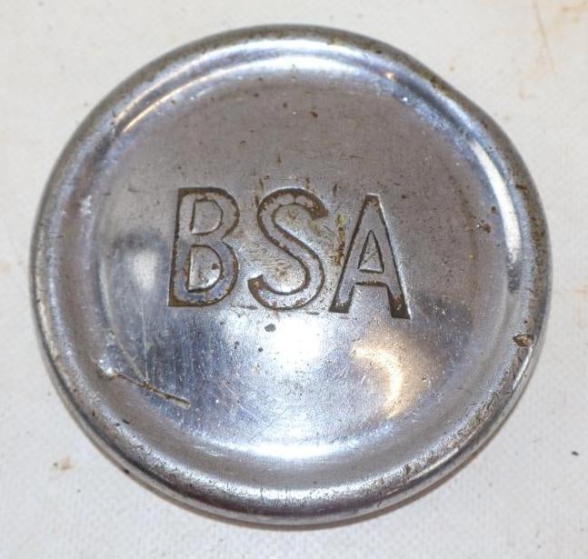 BSA Debossed Motorcycle Hubcap: 4" diameter