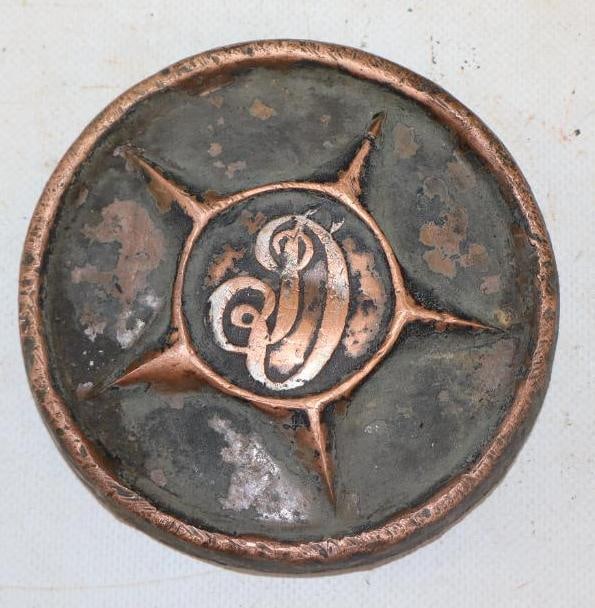 Brass D Automobile Hubcap: 4.50" diameter